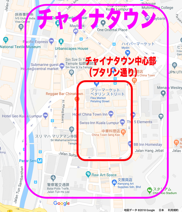 【画像】クアラルンプール　チャイナタウン地図