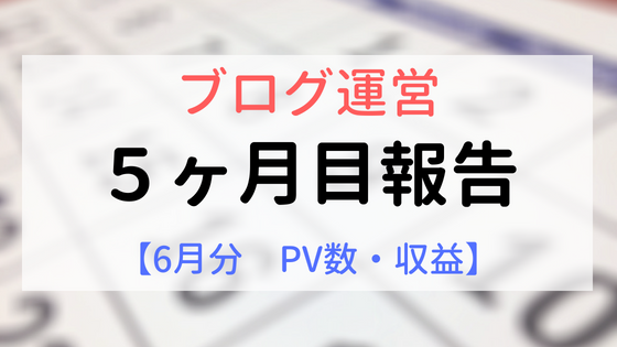 ブログ運営５ヶ月目報告【６月分PV数、収益】